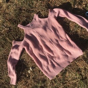 Love More Cold Shoulder Soft Pink Sweater XL